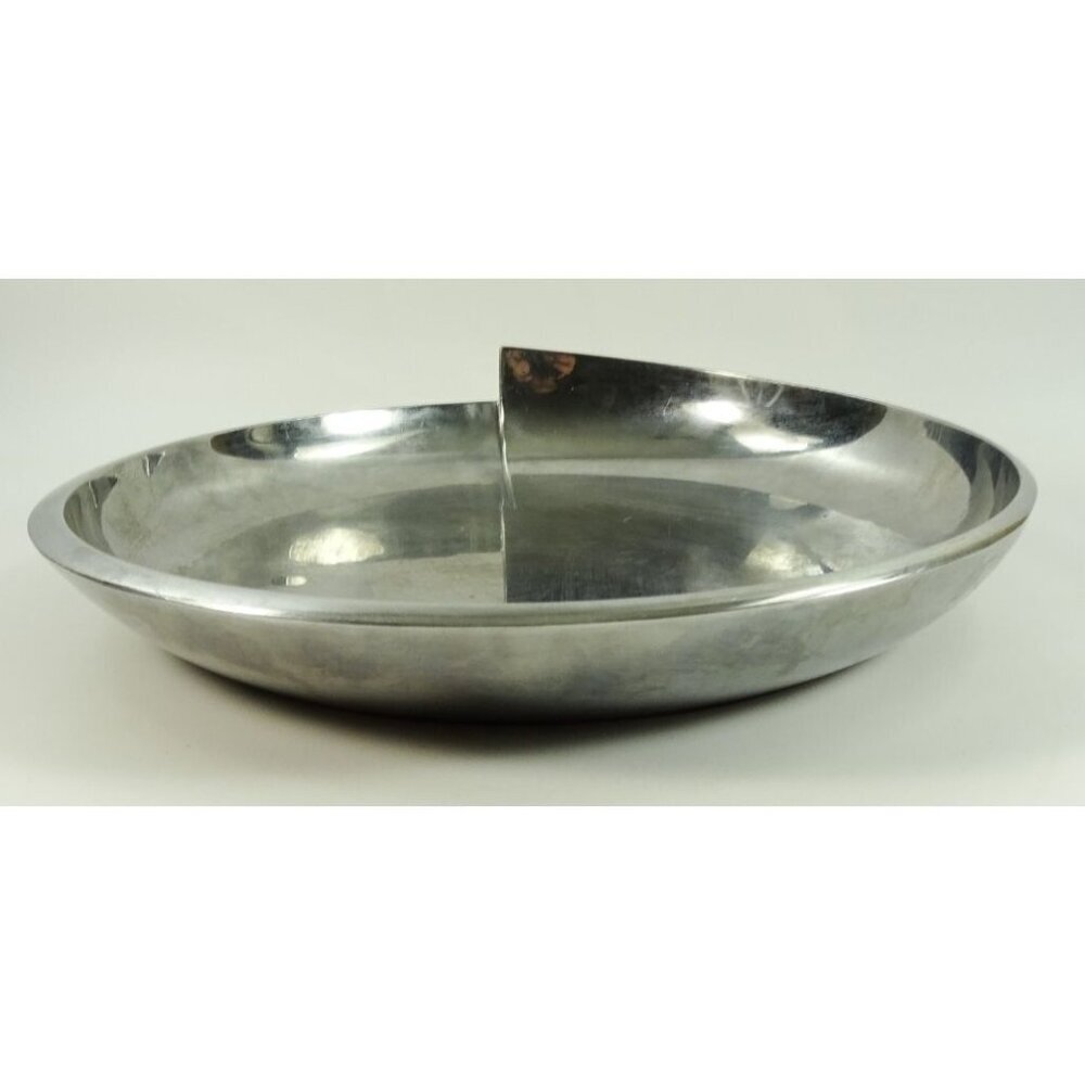 RARE Dansk JD MCM Metal Bowl Round Platter Big Assymetrical Atomic Spiral Curved